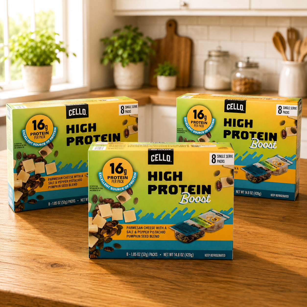 Cello High Protein Boost Single Serve Snack Packs – 1.85 oz per Pack, 8 Packs per Box, 3 Boxes per Case