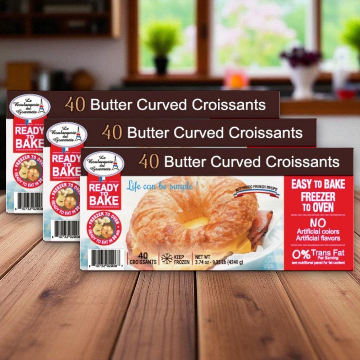 Frozen Butter Covered Croissants – 3.7 oz Each, 40 Ct, 3 Pack