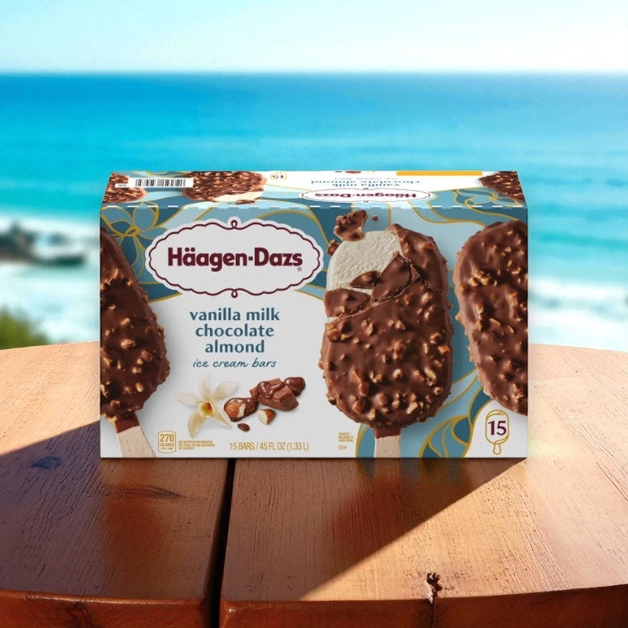 Haagen Dazs Vanilla Milk Chocolate Almond Ice Cream Bars, 3 fl oz, 15-count