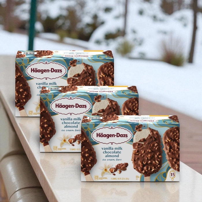 Haagen Dazs Vanilla Milk Chocolate Almond Ice Cream Bars (3 Pack – 45 ct)