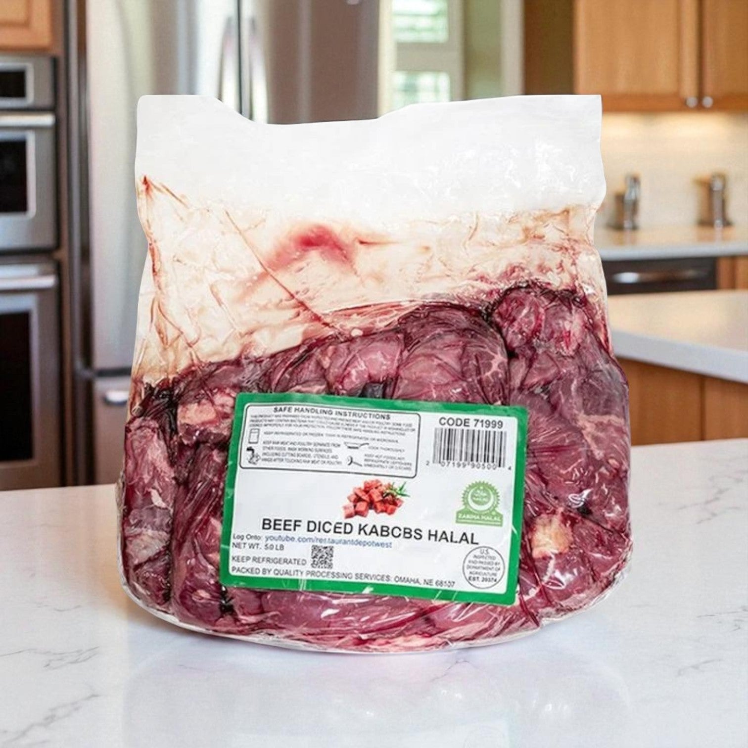 Halal Fresh Diced Beef Kabobs, 1x1x2 – Approx. 5 lb