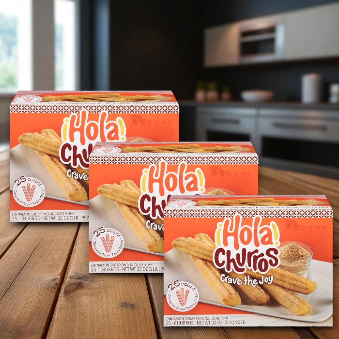 Hola Churros! Pastry Sticks, Cinnamon Sugar, Churros Bundle (3 x 25 Count) - 3 Packs Total
