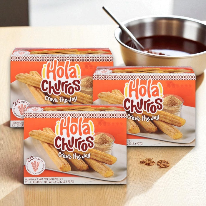 Hola Churros! Pastry Sticks, Cinnamon Sugar, Churros Bundle (3 x 25 Count) - 3 Packs Total