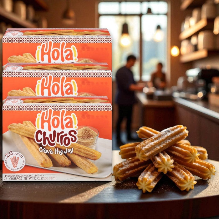 Hola Churros! Pastry Sticks, Cinnamon Sugar, Churros Bundle (3 x 25 Count) - 3 Packs Total