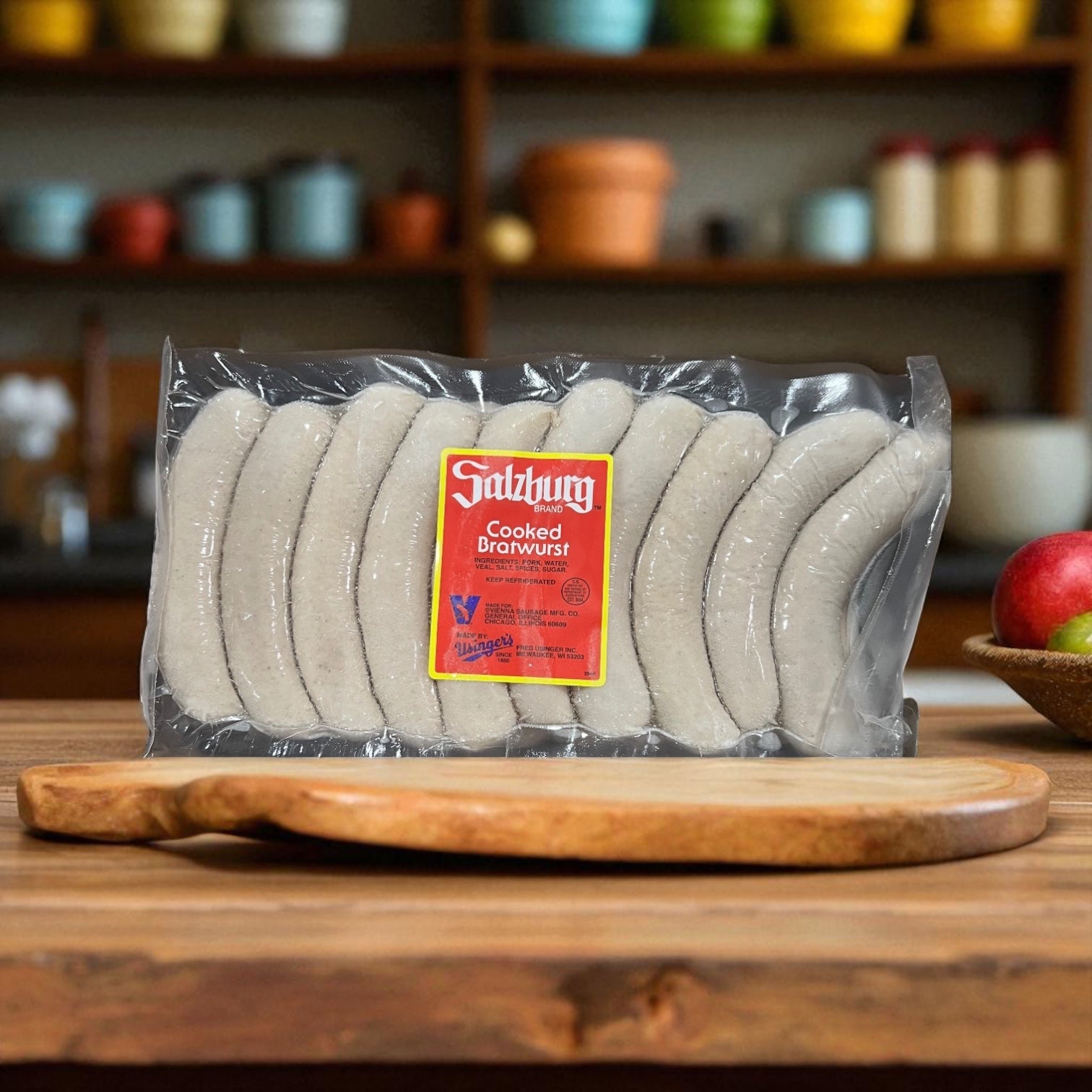 Vienna Salzburg Cooked Bratwurst 2/5 Pounds- 2 Bags, 20 Sausages Per Bag- 40 Total Sausages!