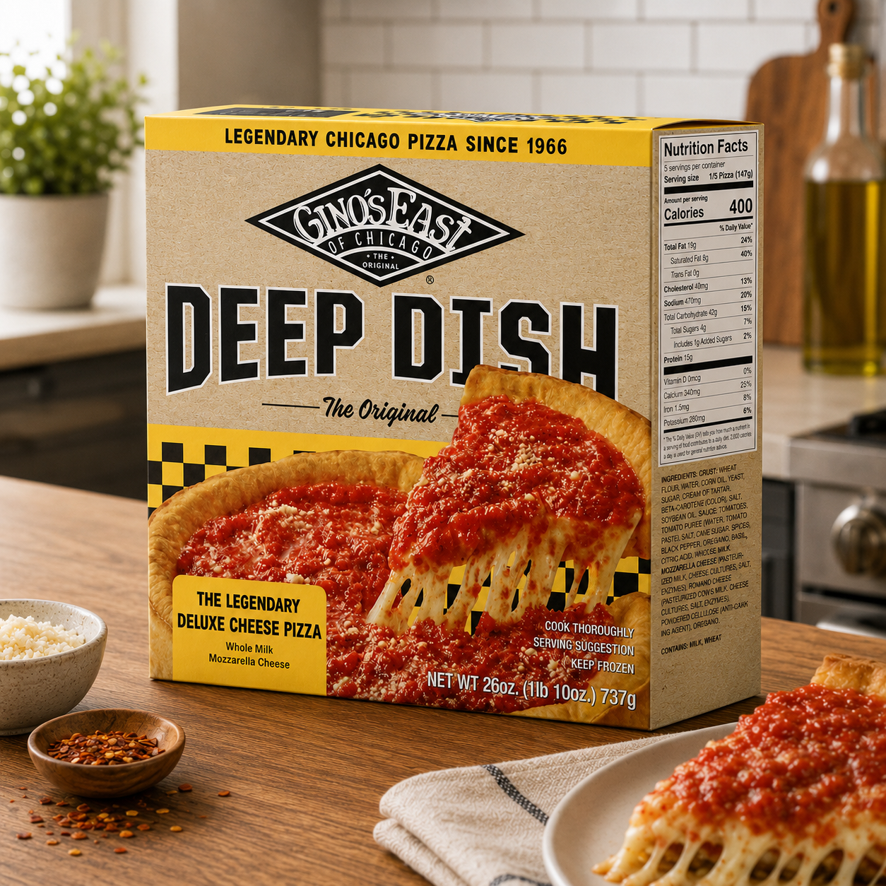 Gino's East Deep Dish Deluxe Cheese Pizza, 26 oz, 1 Count