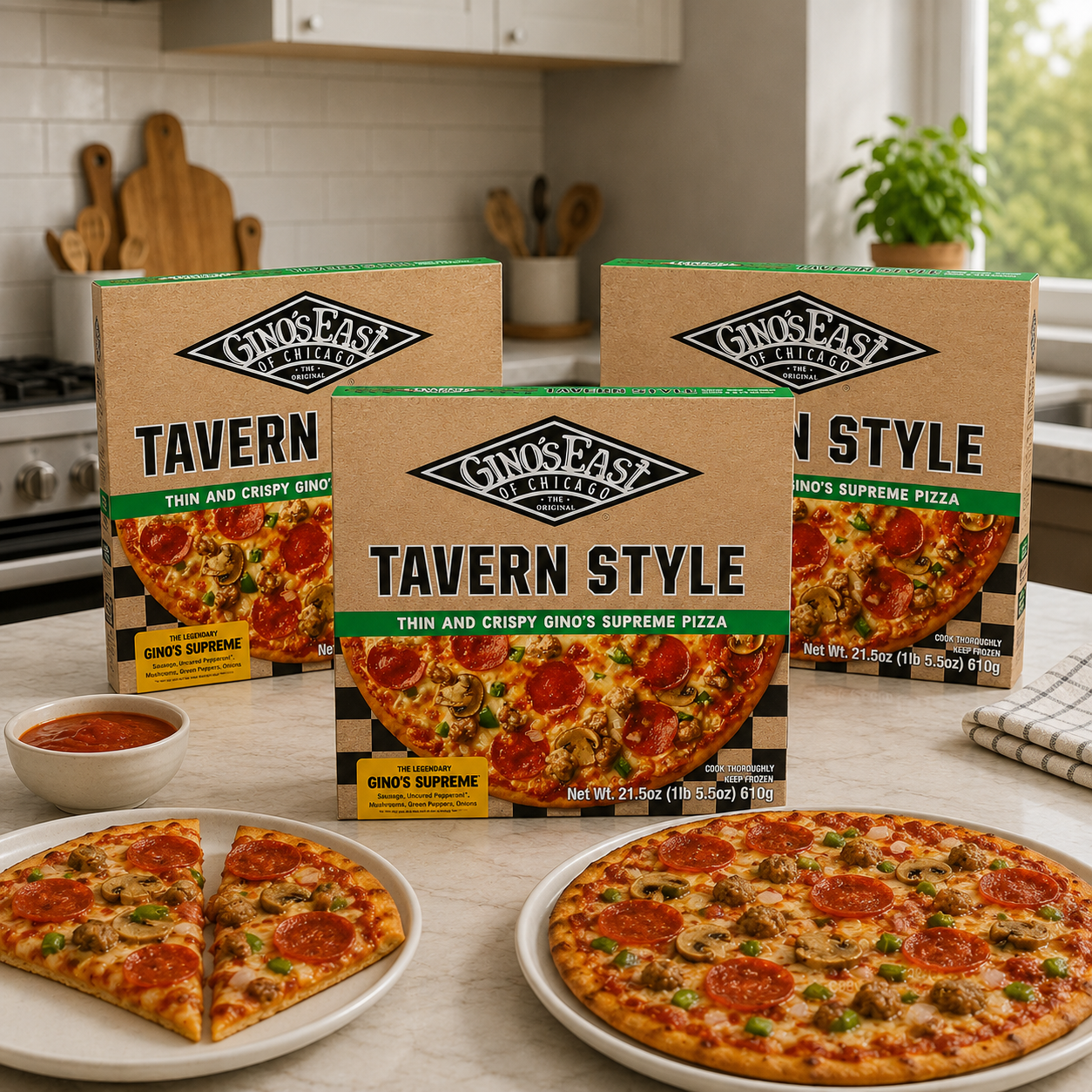 Gino's East Tavern Style Gino's Supreme Pizza, 21.5 oz, 3 Count