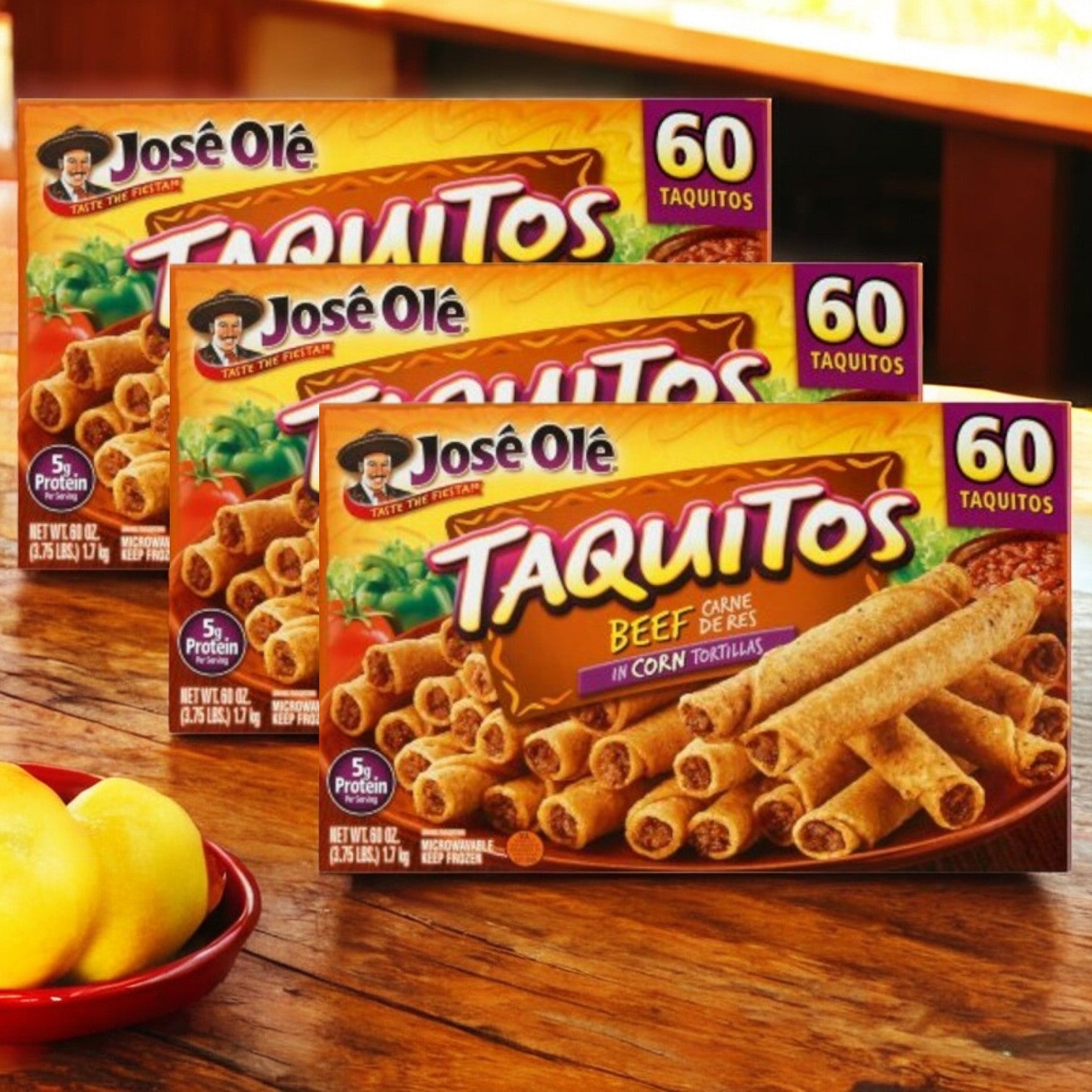 Jose Ole Beef Taquitos, Frozen 60 Count, 60 oz. - 3 Pack