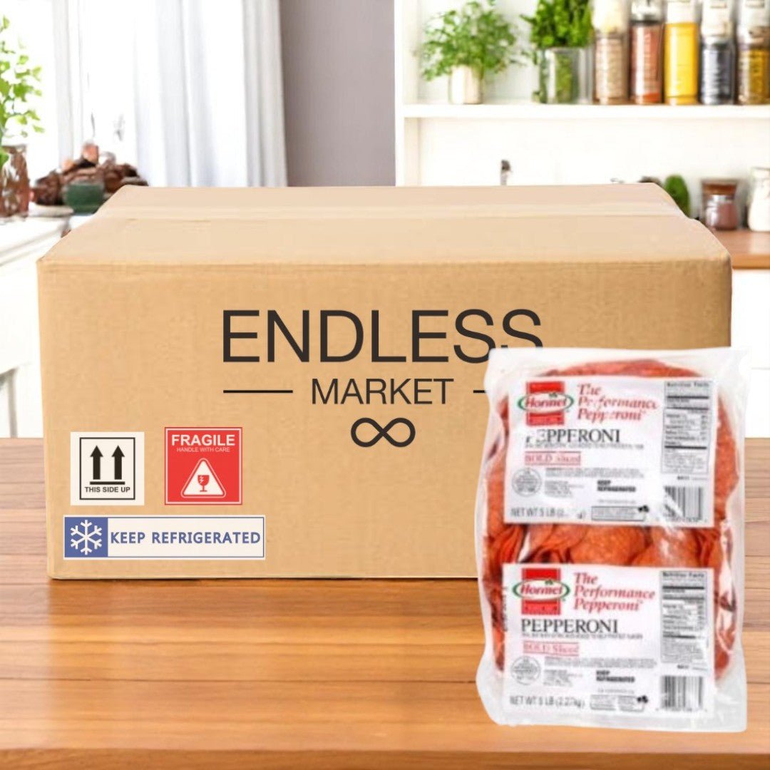 Hormel Pre-Sliced Pepperoni, 10 lb Case (2 x 5 lb Bags) – 14–16 Slices/Oz- 10 Pounds Total