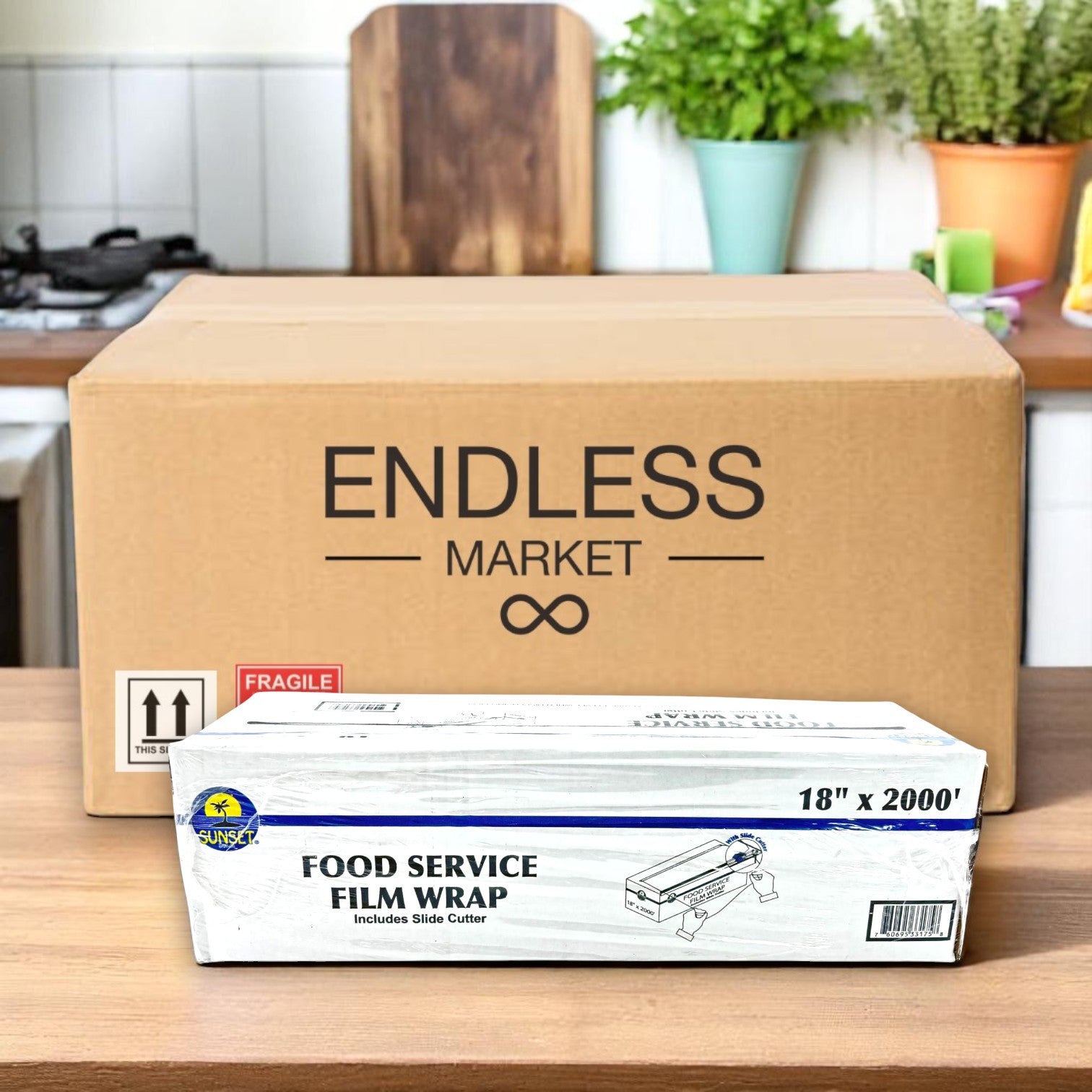 Sunset Food Wrap Film – 18 in. x 2000 ft, Cutter Box Included