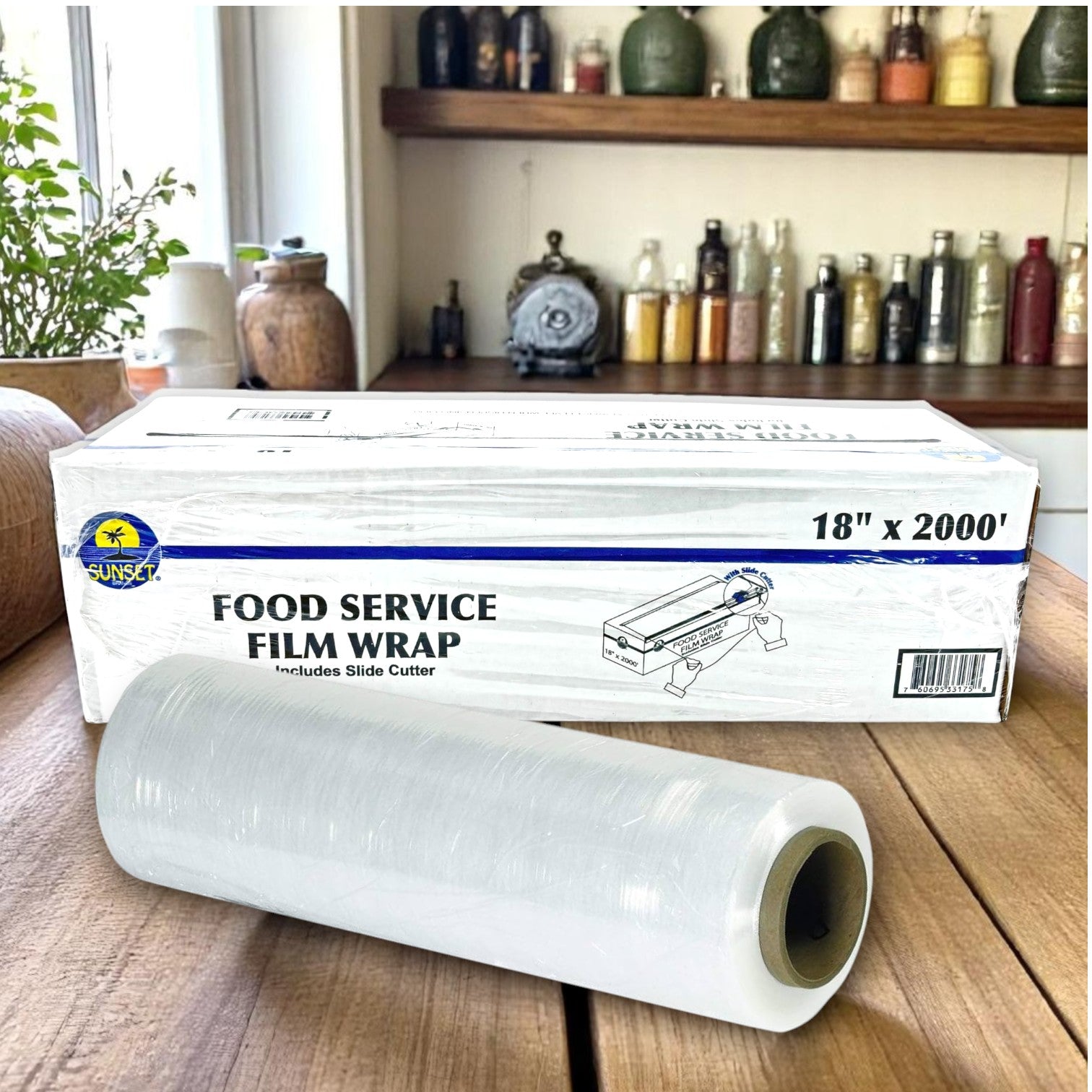 Sunset Food Wrap Film – 18 in. x 2000 ft, Cutter Box Included
