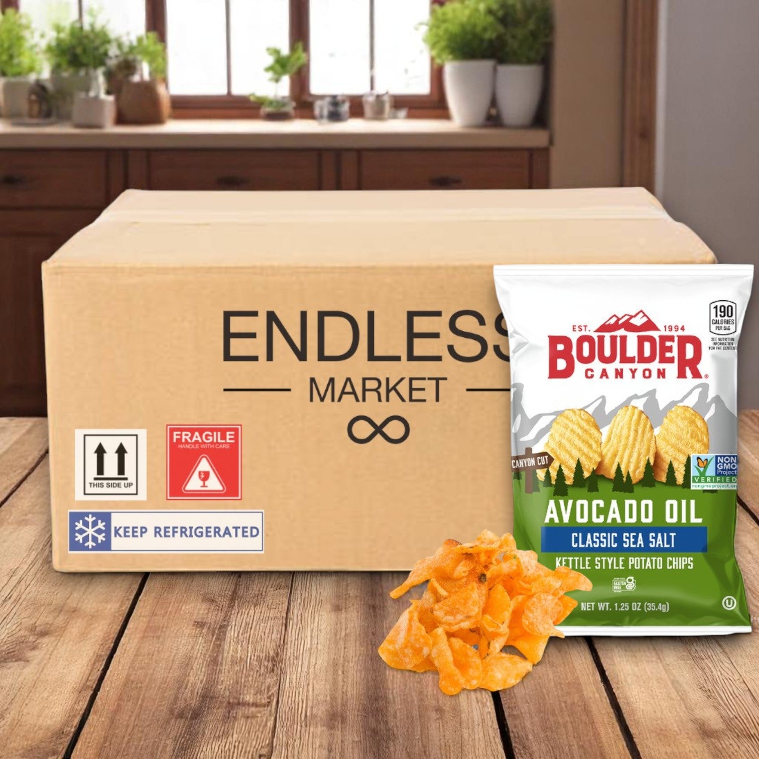 Boulder Canyon Kettle Potato Chips – Avocado Oil & Sea Salt – 55 Individual Bags (1.25 oz Each)