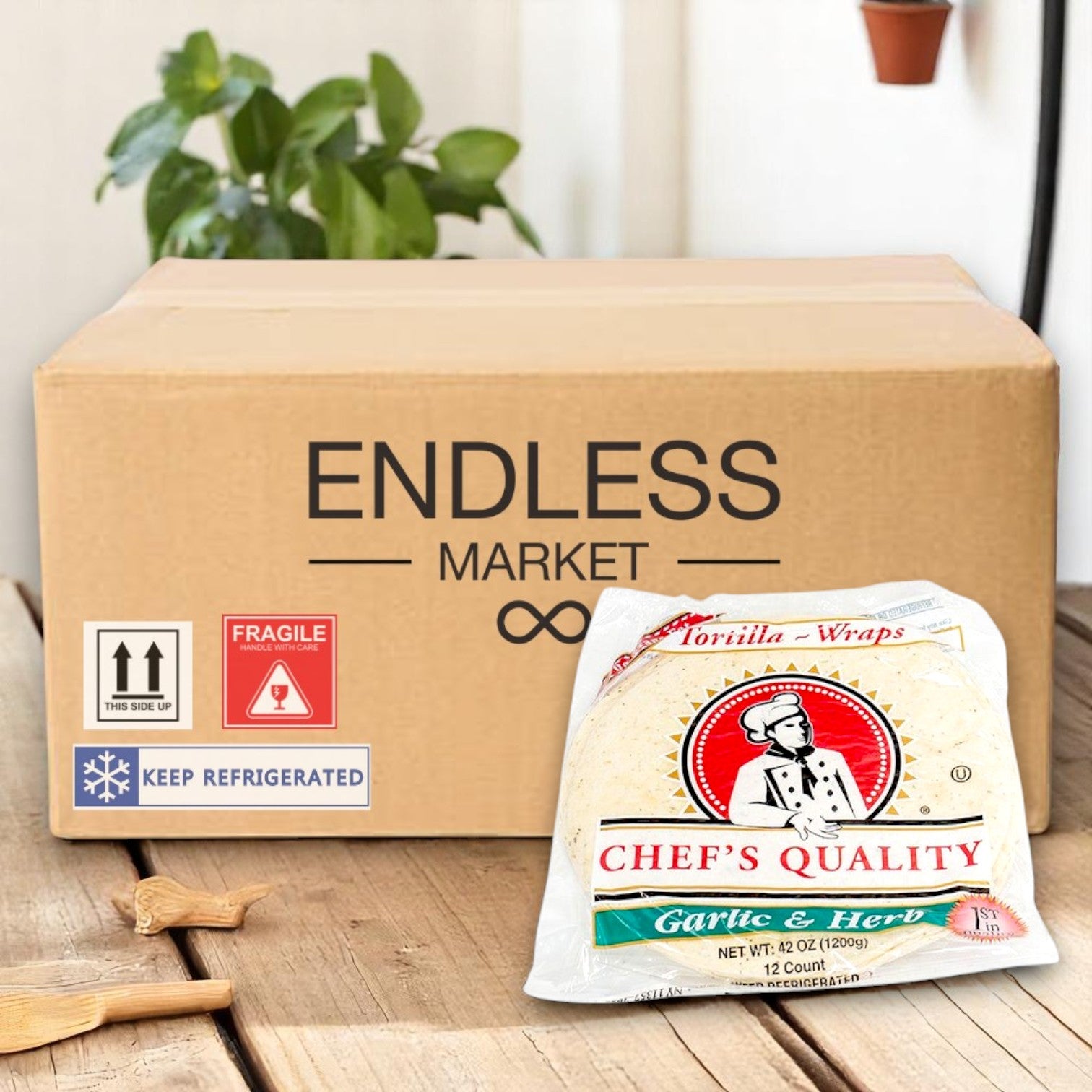 Chef's Quality - 12" Garlic & Herb Wraps - 12 Count- Case of 6- 1 Box