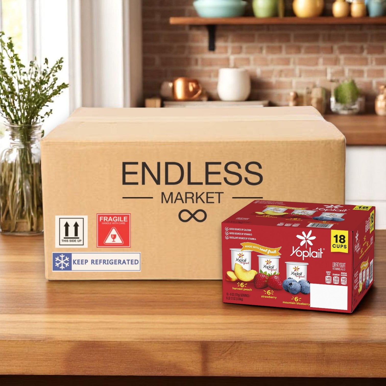 Yoplait Original Yogurt Variety Pack – Strawberry, Blueberry & Peach, 18-Pack (6 oz Cups)