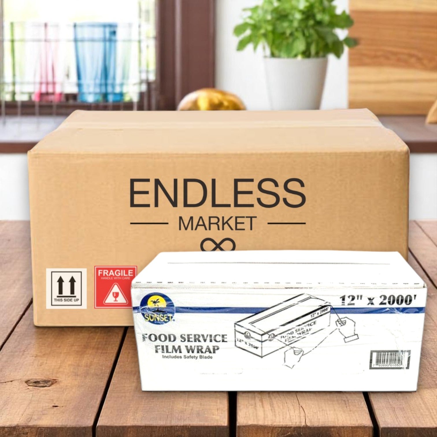 Sunset Food Service Film Roll – 12" x 2000', Cutter Box