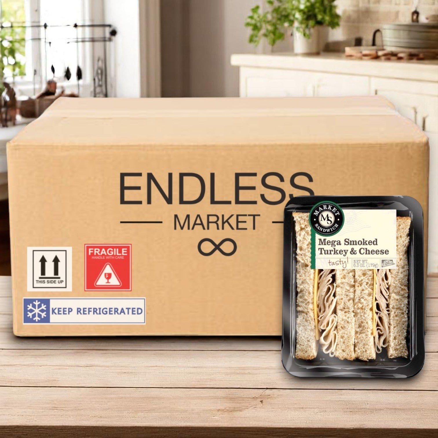 Market Mega Smoked Turkey & Cheese Sandwich Wedge – 6.3 oz (8 Per Case)