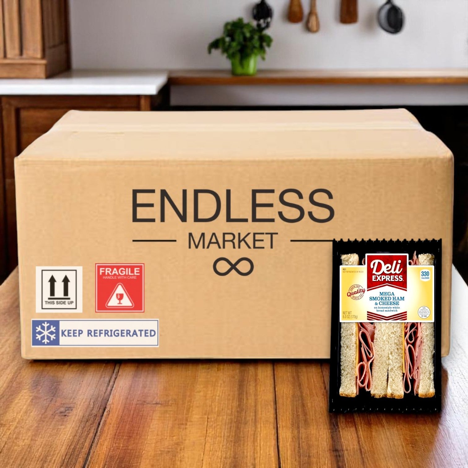 Deli Express Mega Smoked Ham & Cheese Sandwich Wedge – 6 oz (8 Per Case)