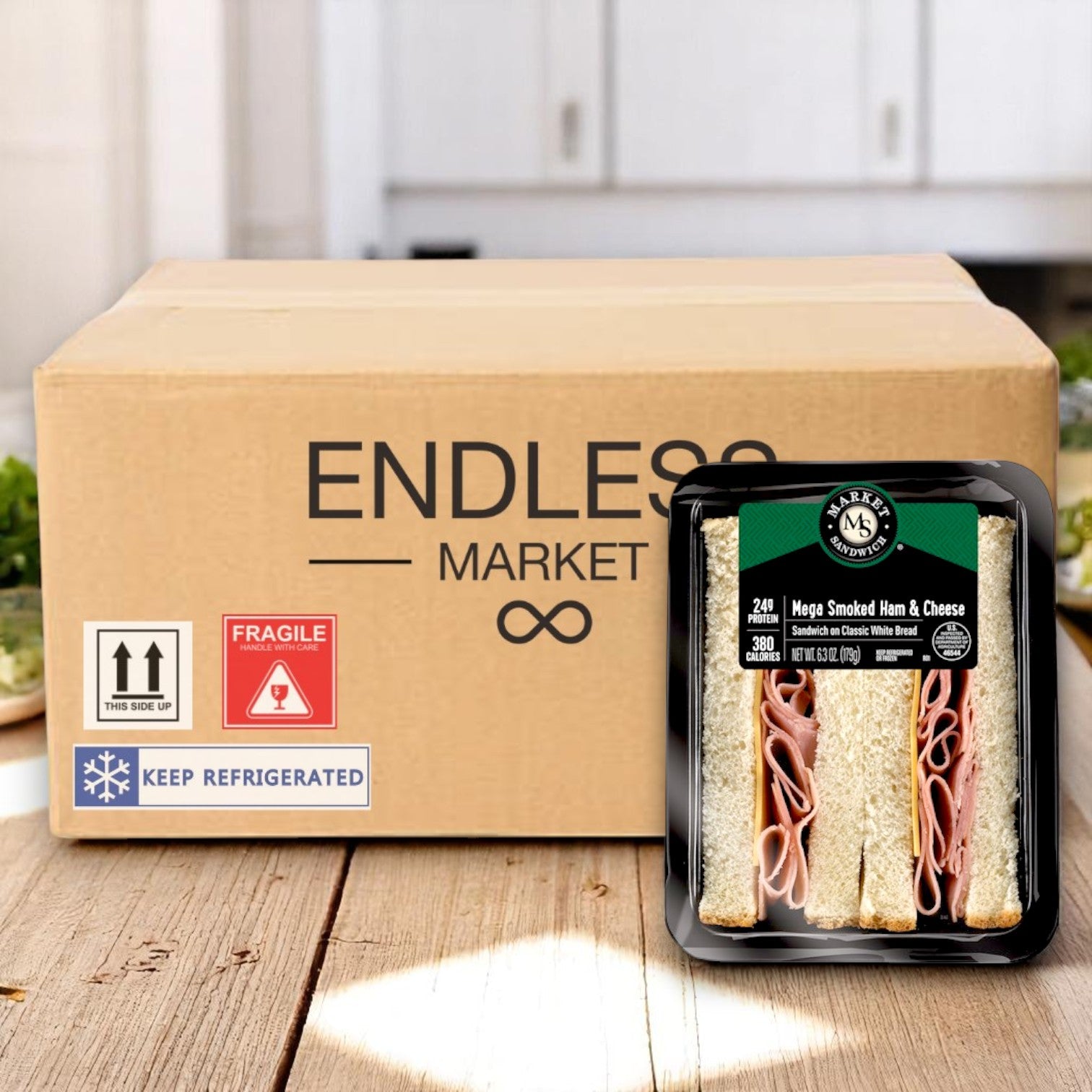 Market Mega Smoked Ham & Cheese Sandwich Wedge – 6.3 oz (8 Per Case)