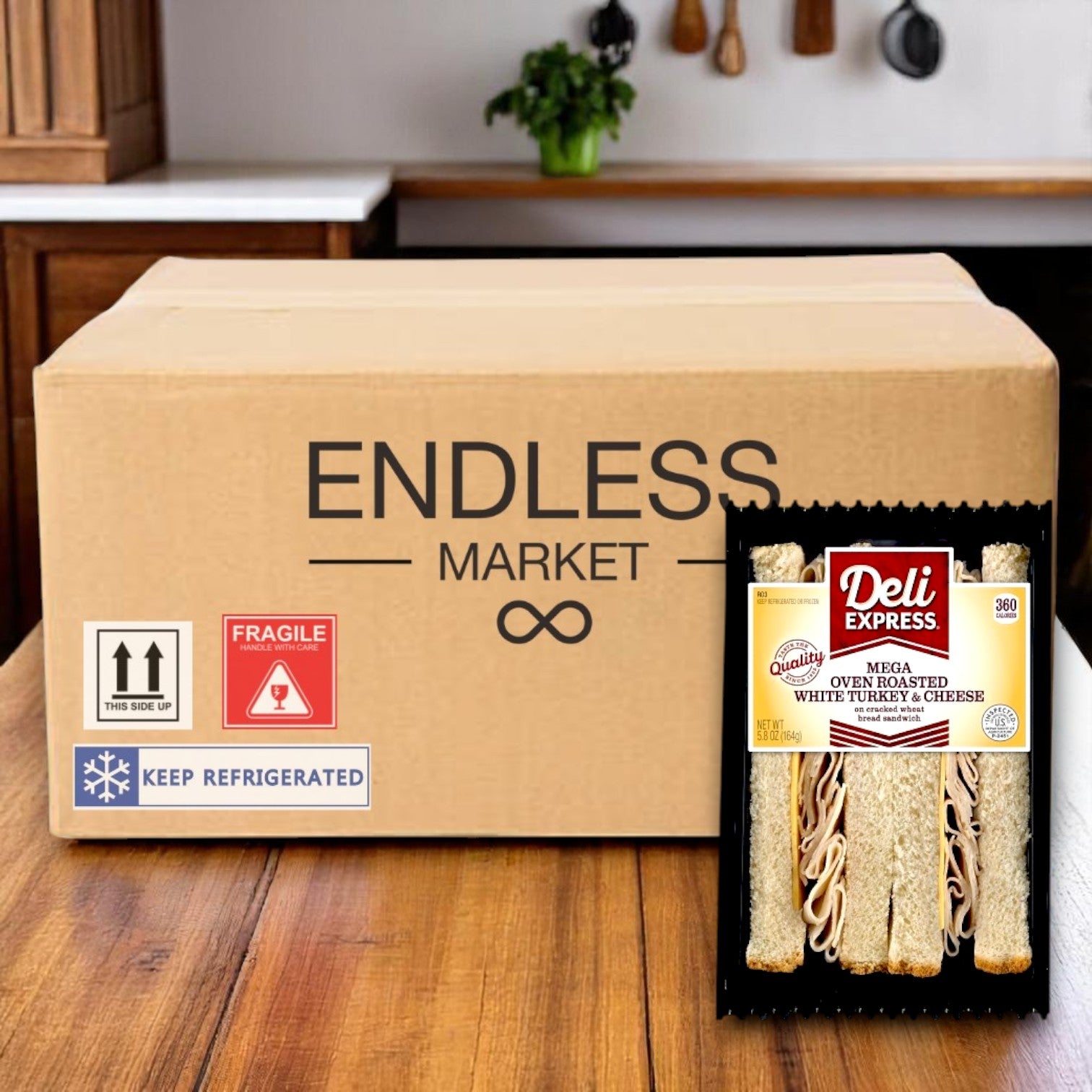 Deli Express Mega Hickory Smoked Turkey & Cheese Sandwich Wedge – 5.8 oz (8 Per Case)