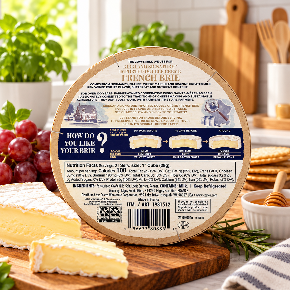 Kirkland Signature Imported French Brie – 21.16 oz (3 Count Bundle)