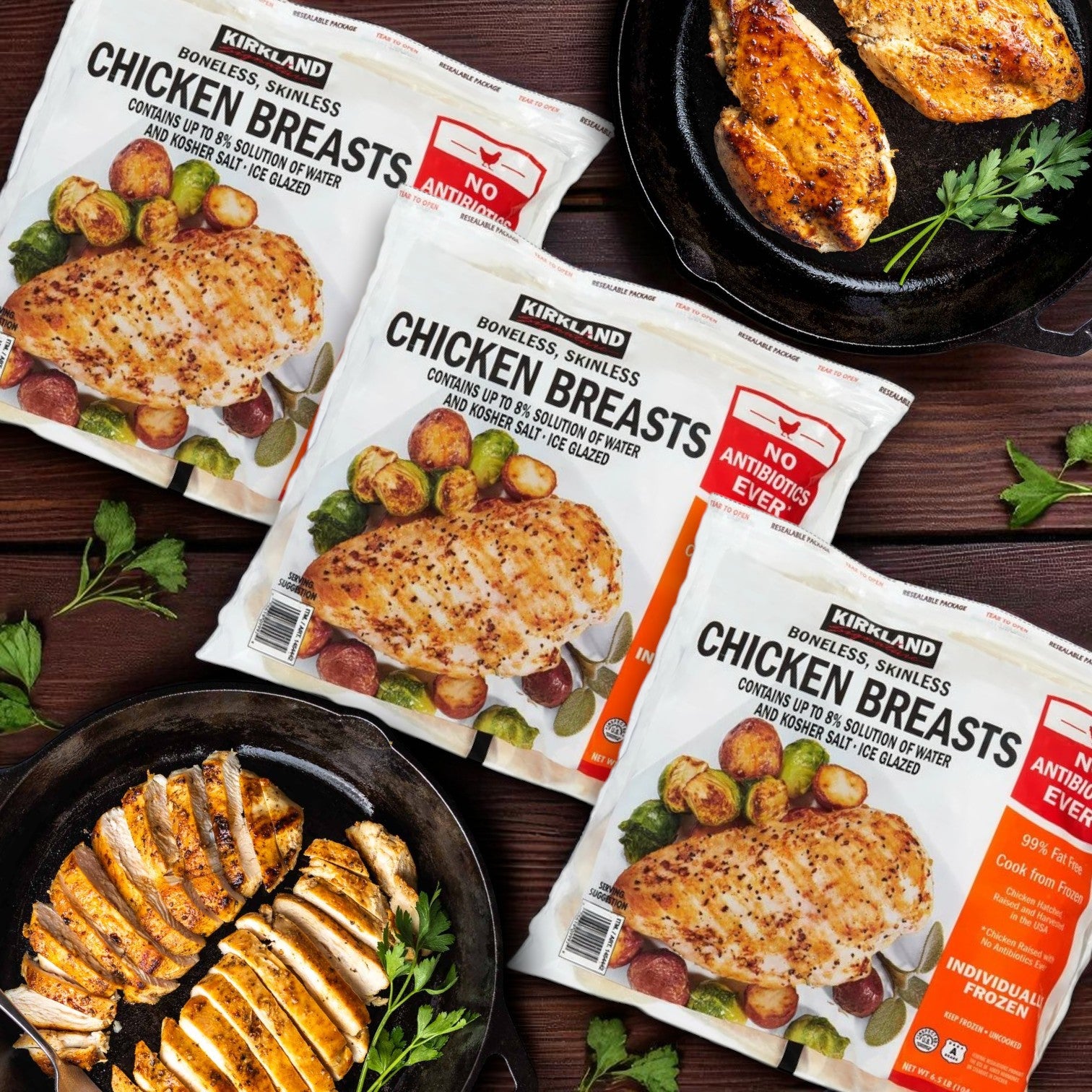 Kirkland Signature Boneless Skinless Chicken Breasts – 6.5 lbs Each, 3 Pack (19.5 lbs Total)