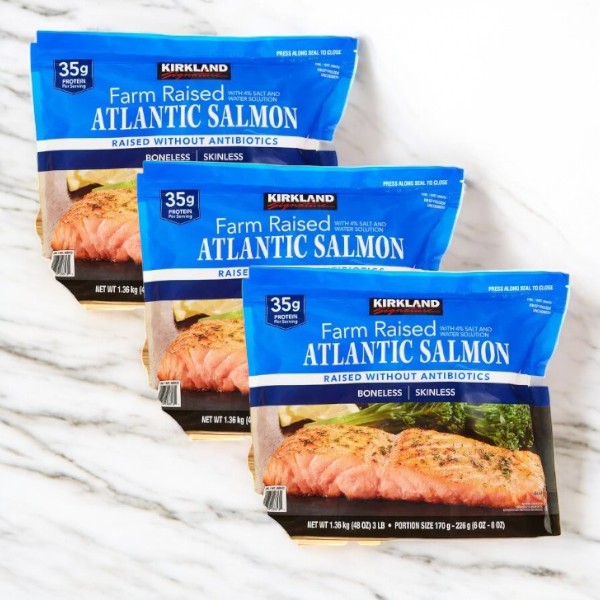 Atlantic Salmon, 6 oz - 8 oz Center-Cut Portion, 3 lbs - 3 Bags- 9 Pounds Total