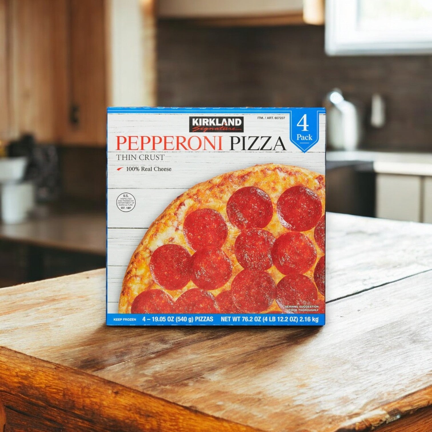 Kirkland Signature Pepperoni Pizza, Thin Crust, 4 ct main image 1