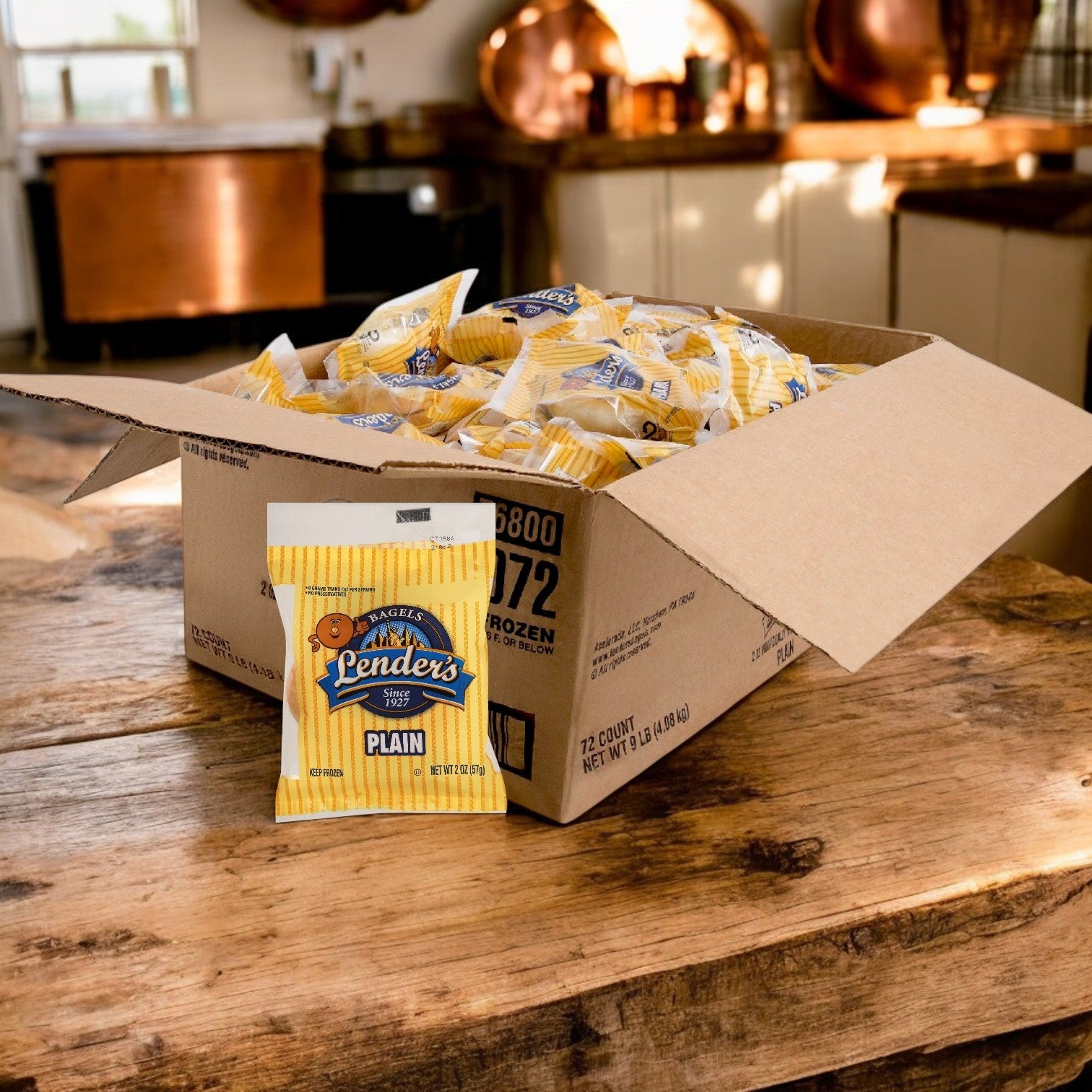 Lender's Bagels – Plain Sliced Individually Wrapped (2 oz. Each- Total 72 Count)