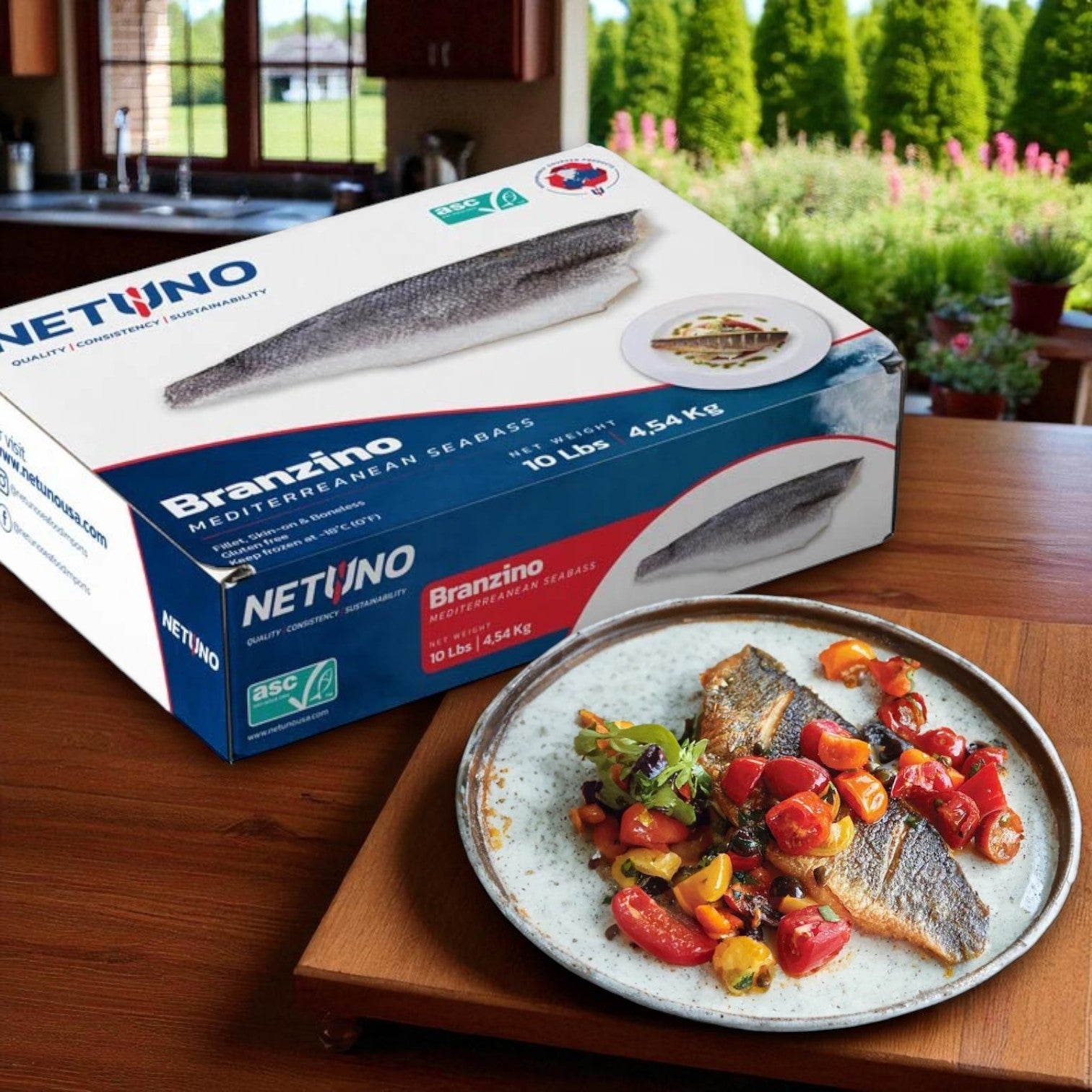 NETUNO USA – Branzino Fillet, Skin On – 5–6 oz Each – 10 lbs
