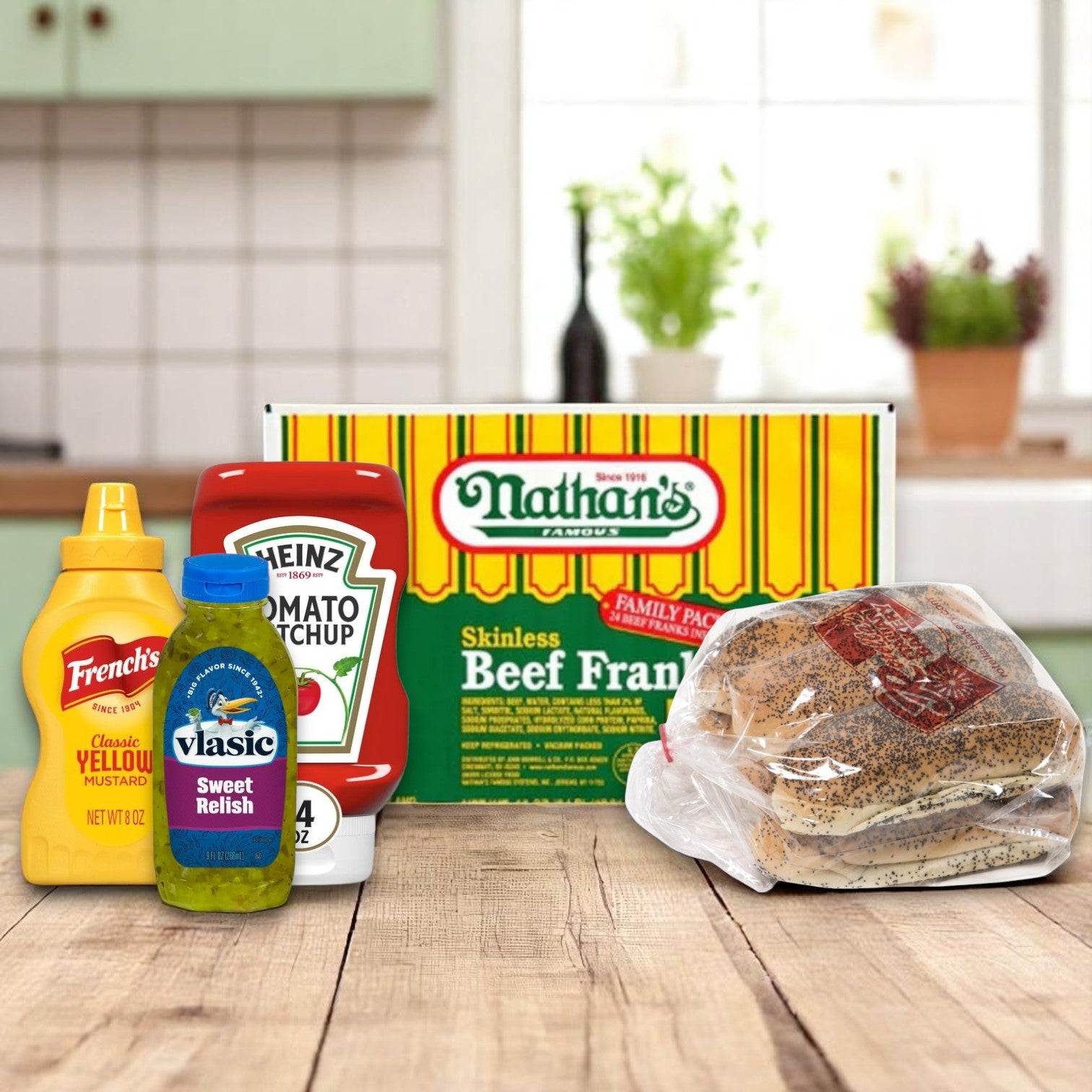 Nathan’s Famous Hot Dog Kit – The Ultimate Backyard BBQ Bundle -25 Pack Combo