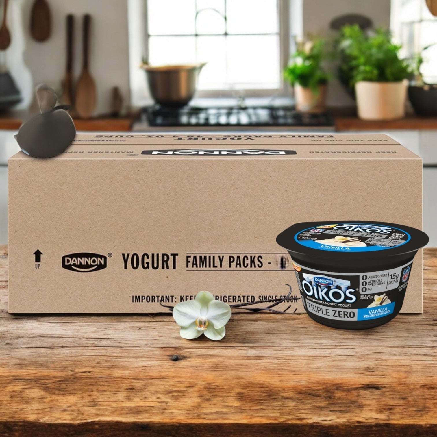 Oikos Triple Zero Vanilla Yogurt, 5.3 oz. - 1 Case - 12 count per Case