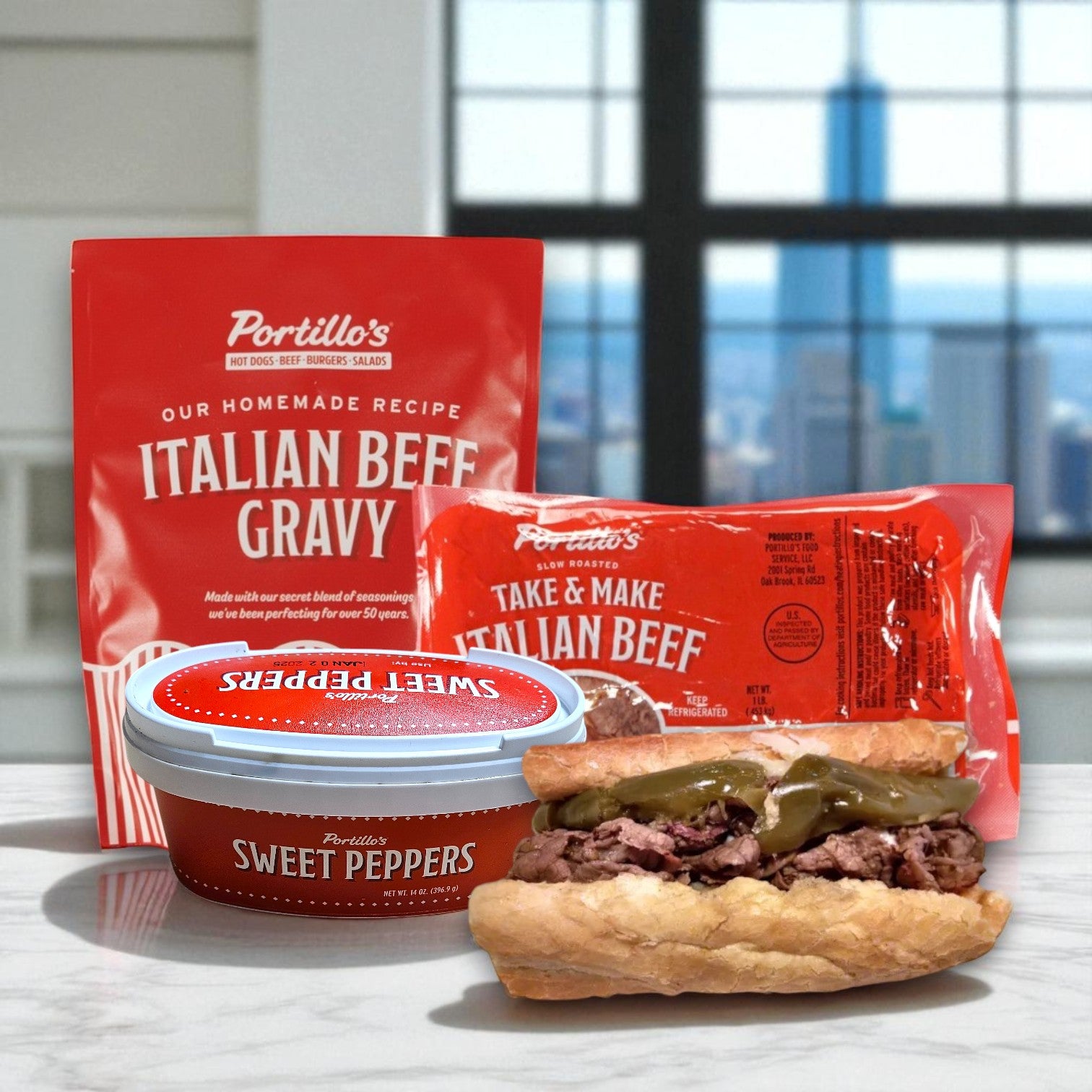 Portillo’s Italian Beef Kit with Sweet Peppers & Gravy – Chicago Classic at Home!