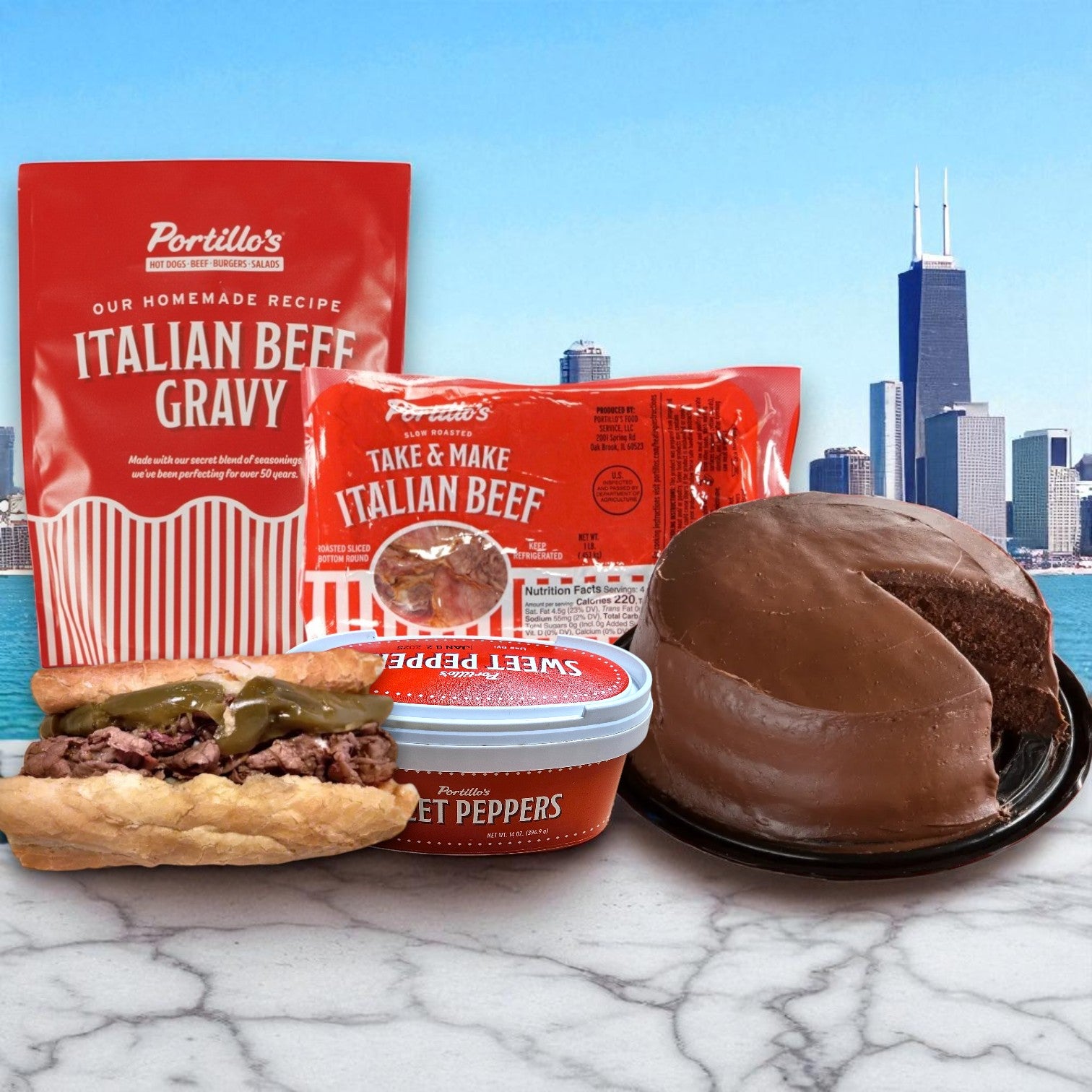 Portillo’s Italian Beef & Chocolate Cake Bundle – A True Chicago Classic!