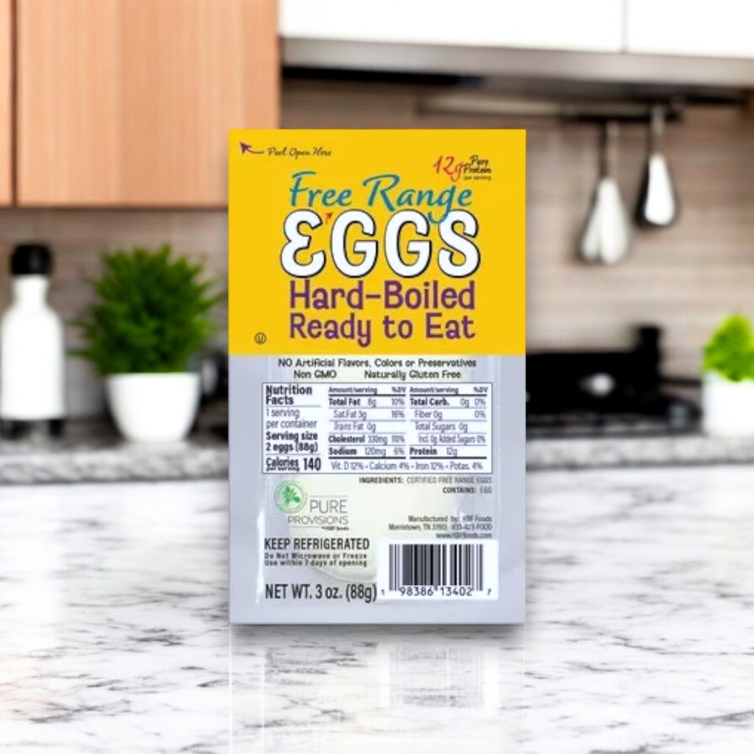 Pure Provisions Hard Boiled Eggs, Free Range | 3 Boxes of 16 Packs