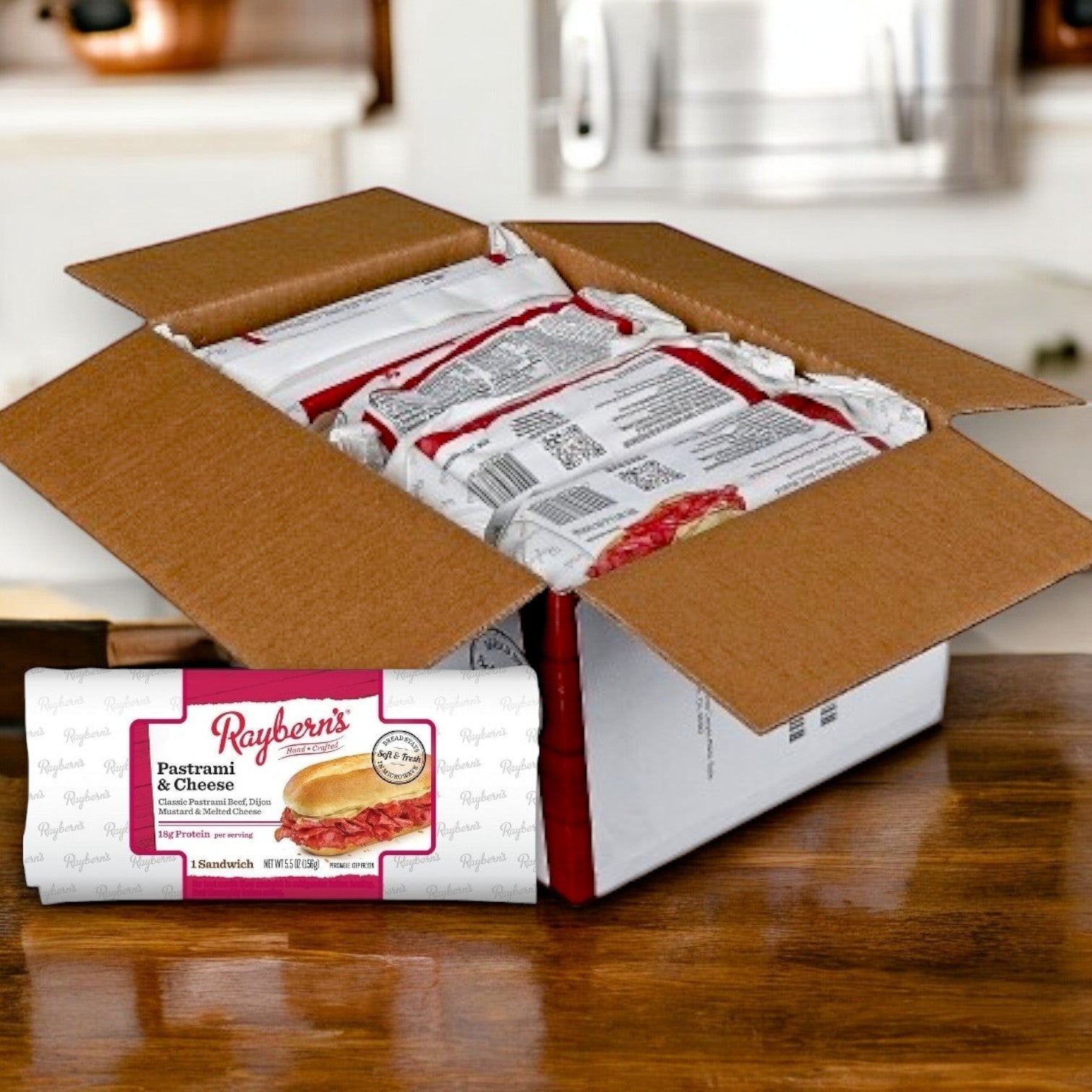Raybern’s Individually Wrapped Pastrami & Cheese Sandwich – 8 Pack