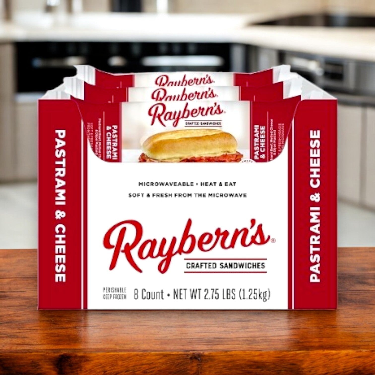 Raybern’s Individually Wrapped Pastrami & Cheese Sandwich – 8 Pack