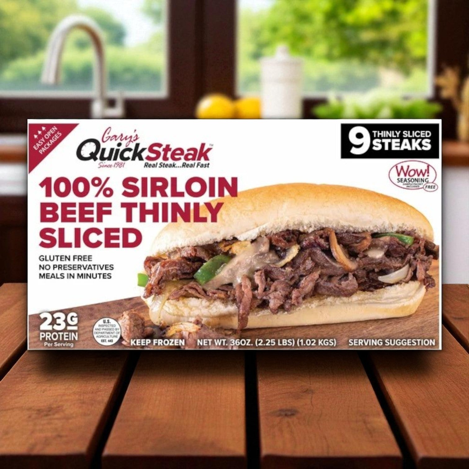 Gary's QuickSteak 100% Sirloin Beef Thinly Sliced Frozen Steak (2.25 lb), Vienna Giardiniera Mild (16 fl oz), & Turano French Rolls (16 oz)