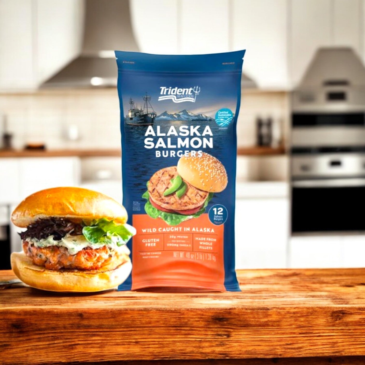 Trident Seafoods Alaskan Salmon Burgers, 48 oz- 1 Count