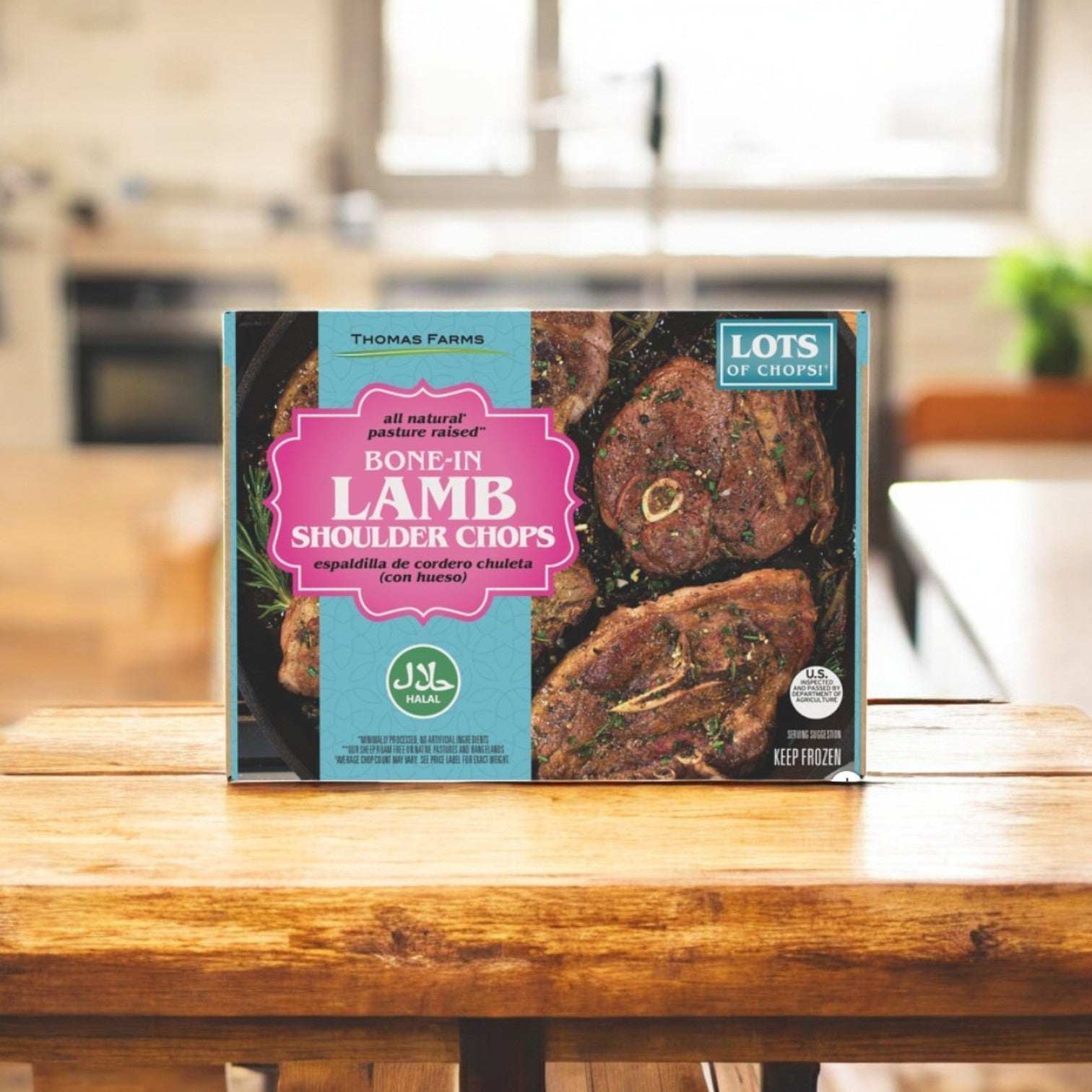 Thomas Farms Halal Bone-In Lamb Shoulder Chops, 15 Ibs- 1 Count