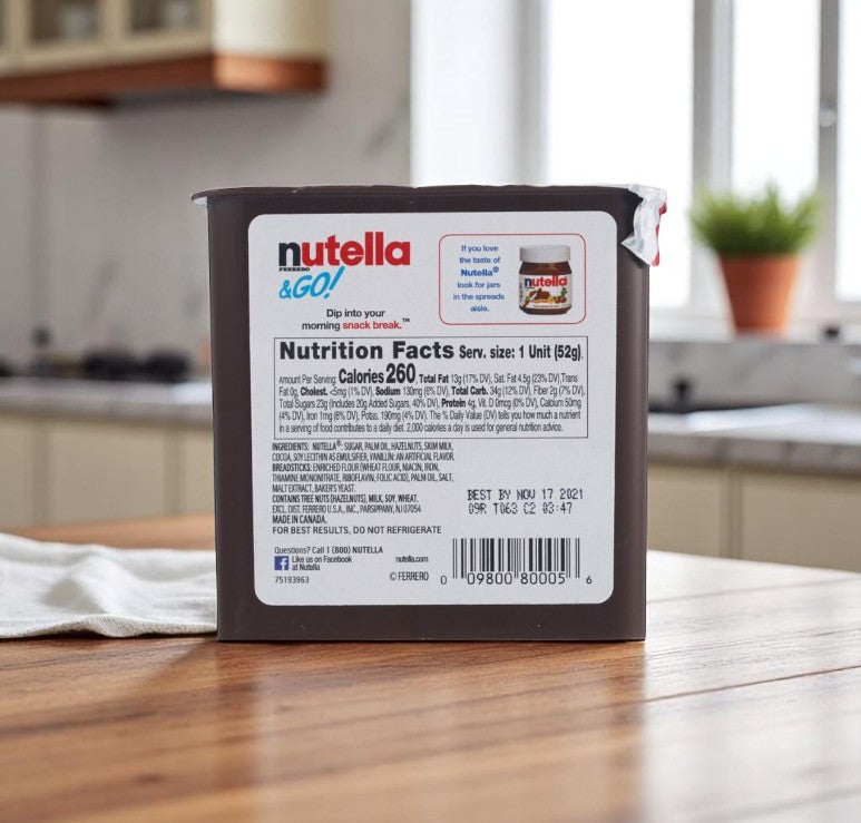 Nutella & GO! Hazelnut and Cocoa Spread with Breadsticks, 16 Packs Per Case- 1 Case