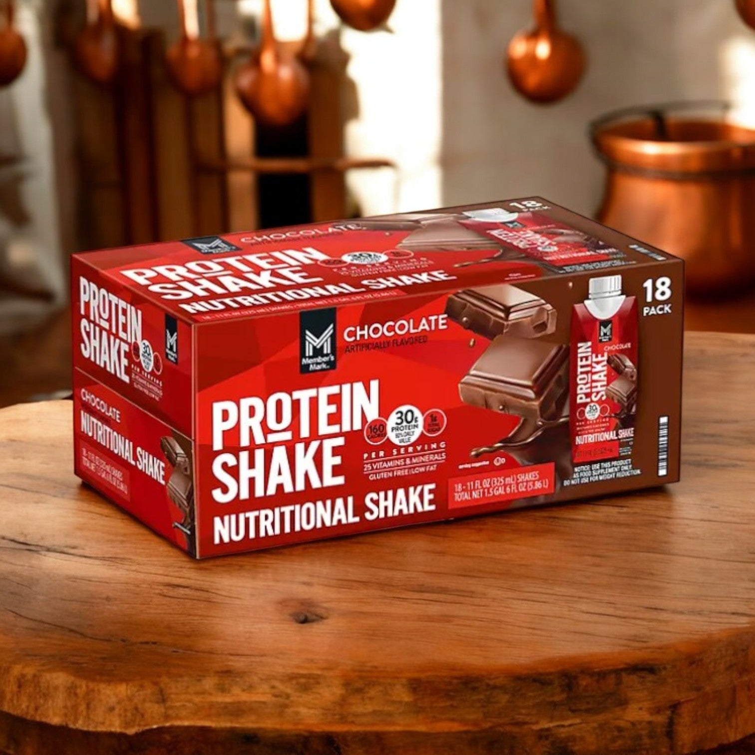 Member's Mark 30g High Protein Shake, Chocolate-18 Pack- 1 Case