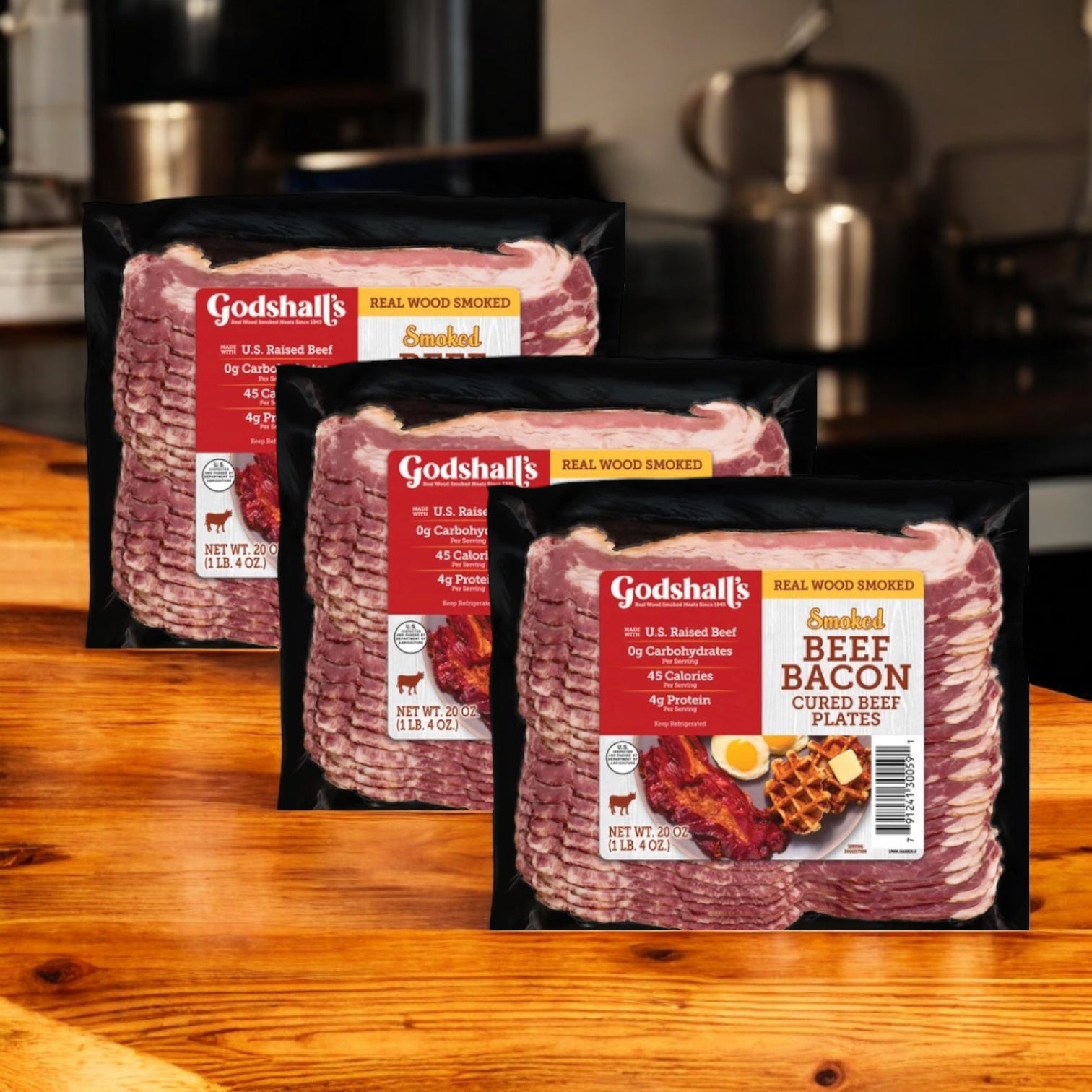 Godshall's Beef Bacon 20 oz (3 Pack)