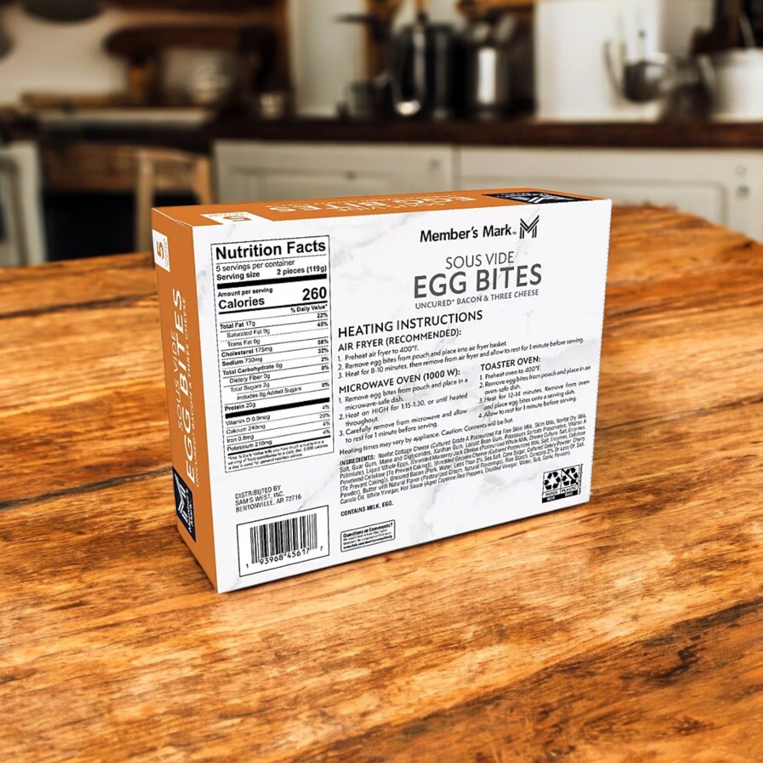 Member's Mark Sous Vide Uncured Bacon and Three Cheese Egg Bites. 3 Count