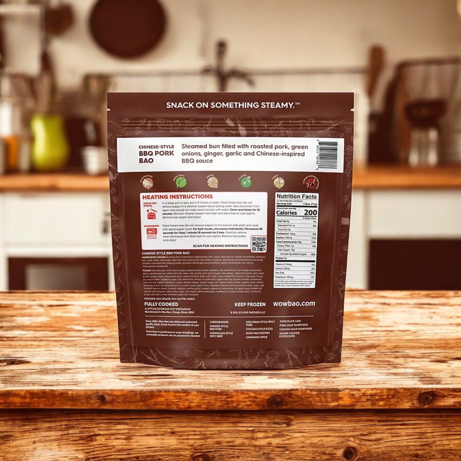 Wow Bao Chinese-Style BBQ Pork Bao Buns, Frozen, 30 oz 3 Count