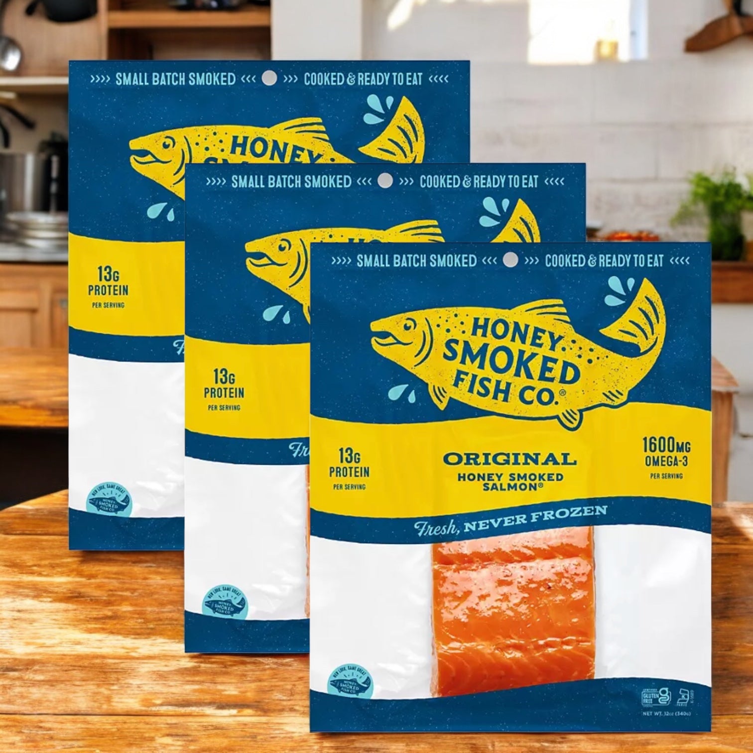 Honey Smoked Salmon, Original Flavor, 12 oz 3 Count