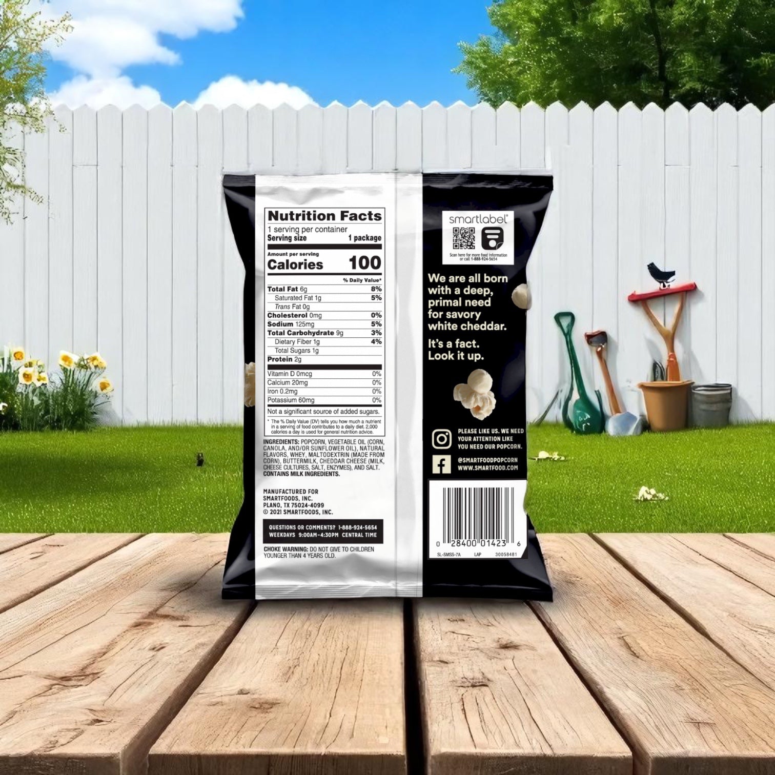 Smart Food Popcorn Cheddar White Large Single Serving 64 Case (1 oz)