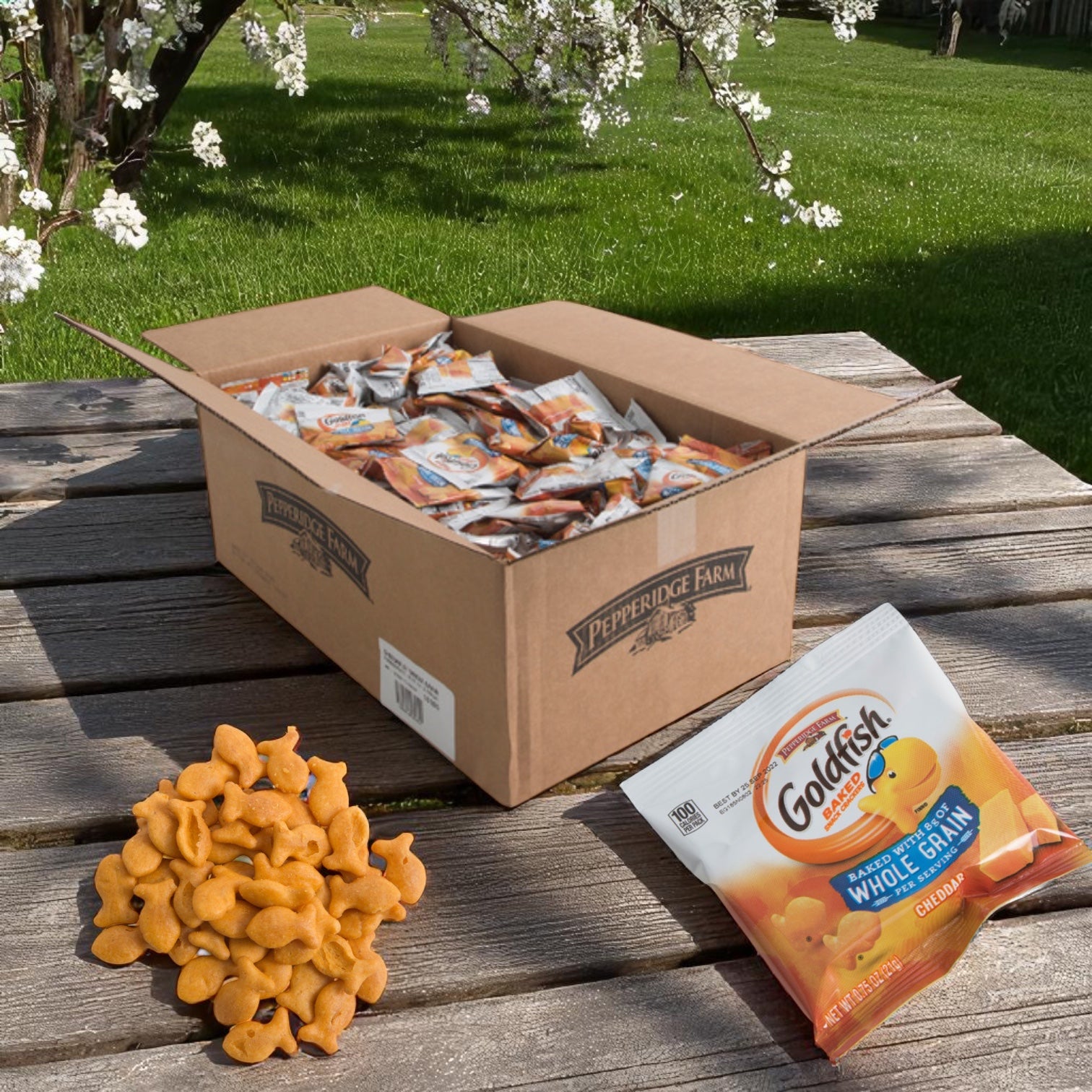 biggest box of extrea chedder gold fish Goldfish Whole Grain Cheddar Cracker 300 Box