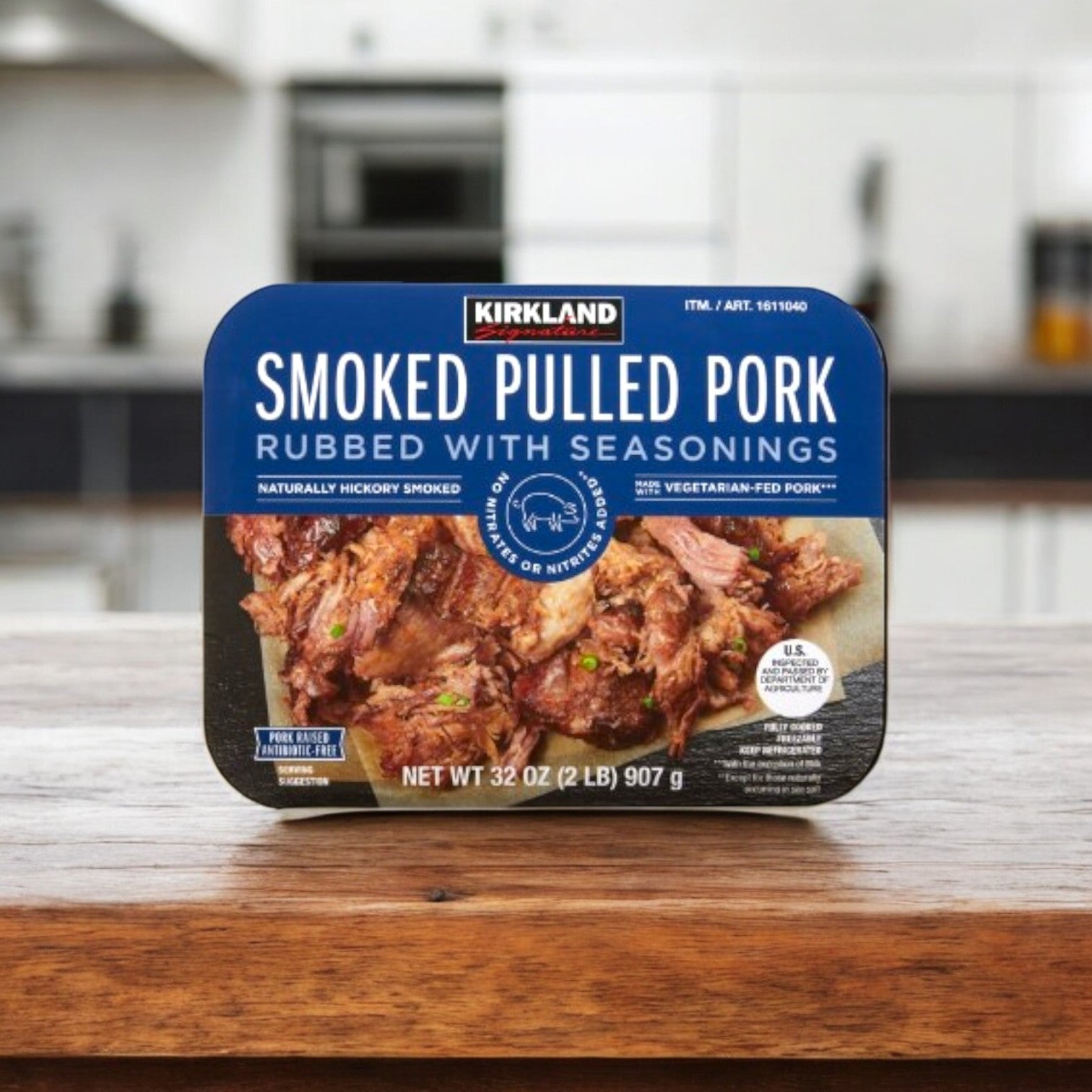 Kirkland Signature Smoked Pulled Pork, Rubbed with Seasonings, 32 oz- 1 Case