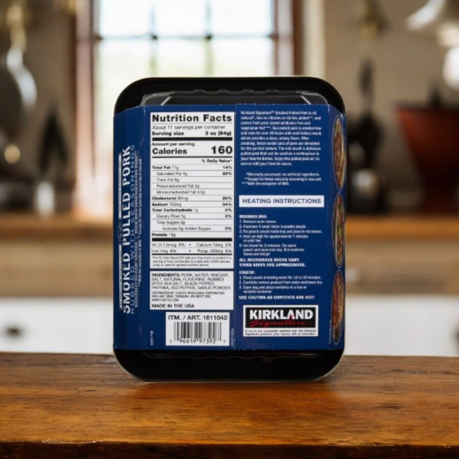 Kirkland Signature Smoked Pulled Pork, Rubbed with Seasonings, 32 oz- 1 Case