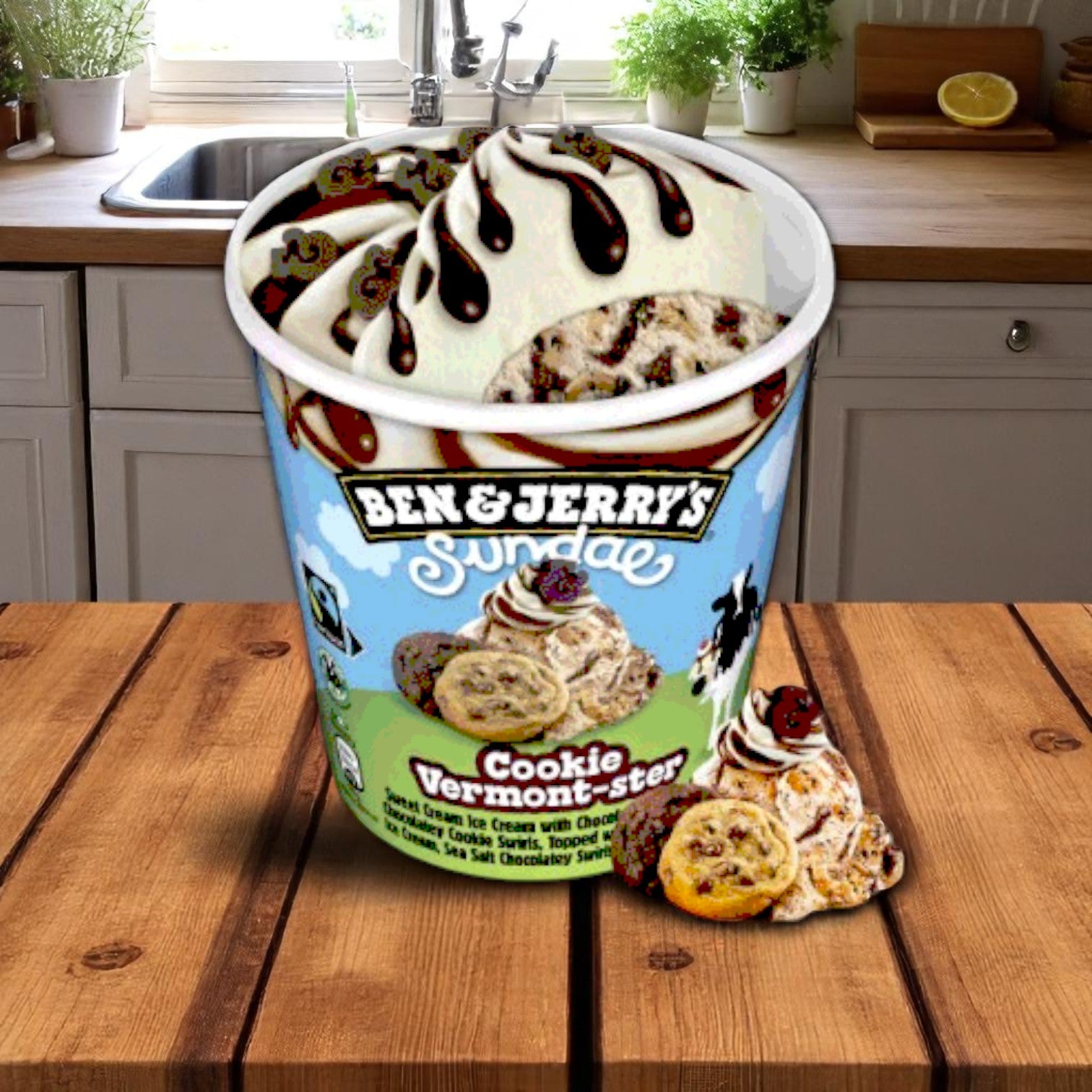 Ben & Jerry's Ice Cream, Cookie Vermont-Ster, Sundae-14.4 FL Oz- 1 Case